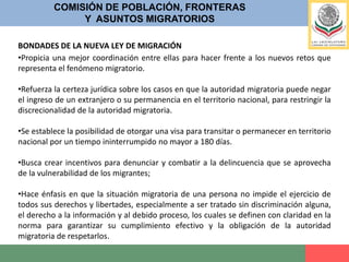 Proporciona integralidad y coherencia a la política y la gestión migratoria en México como país de origen, tránsito, destino y retorno de migrantes; 