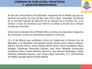 COMISIÓN DE POBLACIÓN, FRONTERASY  ASUNTOS MIGRATORIOS