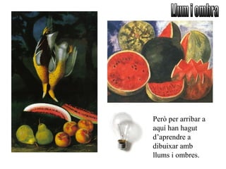 Però per arribar a
aquí han hagut
d’aprendre a
dibuixar amb
llums i ombres.
 