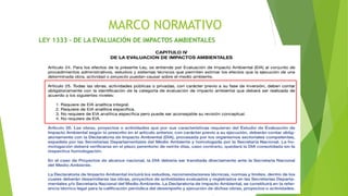MARCO NORMATIVO
LEY 1333 – DE LA EVALUACIÓN DE IMPACTOS AMBIENTALES
 