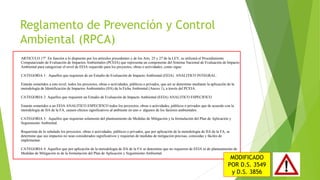 Reglamento de Prevención y Control
Ambiental (RPCA)
MODIFICADO
POR D.S. 3549
y D.S. 3856
 