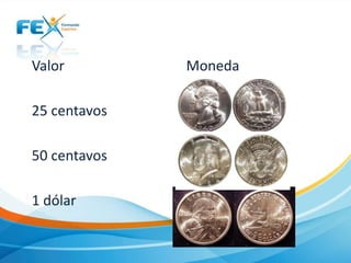 Valor
25 centavos
50 centavos

1 dólar

Moneda

 