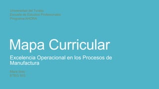 Mapa Curricular
Excelencia Operacional en los Procesos de
Manufactura
Mara Soto
ETEG 503
Universidad del Turabo
Escuela de Estudios Profesionales
Programa AHORA
 
