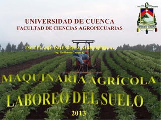 UNIVERSIDAD DE CUENCA
FACULTAD DE CIENCIAS AGROPECUARIAS
ESCUELA DE INGENIERÍA AGRONÓMICA.
Ing. Guillermo Cadme G.
2013
 