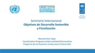 Marcela Ríos Tobar
Coordinadora Programa Gobernabilidad Democrática
Programa de las Naciones Unidas para el Desarrollo
Seminario Internacional
Objetivos de Desarrollo Sostenible
y Fiscalización
 