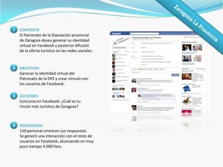 AndifueraCONTEXTOChema Montañés se presenta a un concurso de televisión interpretando una canción de Amaral a modo de jota, creando un personaje propio llamado Jesús Ángel.1OBJETIVOSPromoción de la figura de Jesús Ángel en Aragón.2ACCIONESDesarrollo de un sitio web y de una campañade marketing a través de Youtube, Facebook y Twitter.3RESULTADOS9.000 reproducciones de los vídeos deYoutube en menos de dos meses.Contacto del programa Dándolo Todo para realizar una promoción conjunta en Facebook.4