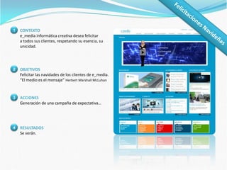 Evelio SueroCONTEXTOEmpresario que desea promocionar maquinaria y productos para el agricultor.1OBJETIVOSAtraer visitas de un sector tan complejo como es el de la agricultura y promoción del negocio.2ACCIONESCrear sitio web para la promoción del negocio. Generar contenido que atraiga visitas del sector.3RESULTADOSMás de 20.000 visitas en el último mes.4