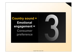 Posterior cingulate



Country sound =
   Emotional
 engagement =
                                                  Visual...