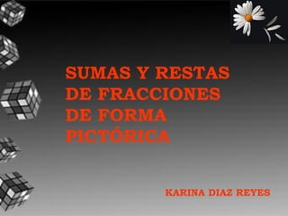 SUMAS Y RESTAS
DE FRACCIONES
DE FORMA
PICTÓRICA
KARINA DIAZ REYES
 
