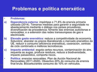 CONSUMO DE ENERXÍA FINAL POR SECTORES 1975-2013 (Ktep)
Industria % Transporte % Residencial % Sector 3º % Sector 1º % Total
1975 20.827 48,9% 12.915 30,3% 4.239 10,0% 1.942 4,6% 2.666 6,3% 42.589
2005 37.359 37,5% 37.574 37,7% 13.148 13,2% 7.437 7,5% 4.192 4,2% 99.710
2013 20.762 25,7% 31.829 39,3% 15.015 18,6% 10.499 13,0% 2.795 3,5% 80.900
Fte. MINER e IDAE
 
