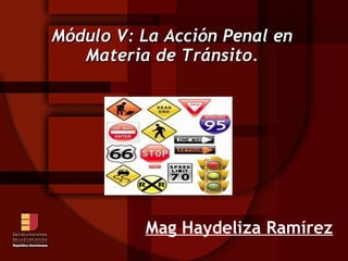 Módulo V: La Acción Penal en
   Materia de Tránsito.




          Mag Haydeliza Ramírez
 