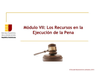 Módulo VII: Los Recursos en la
   Ejecución de la Pena




                       © Escuela Nacional de la Judicatura, 2013
 
