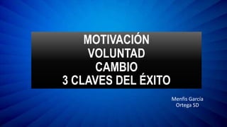 MOTIVACIÓN
VOLUNTAD
CAMBIO
3 CLAVES DEL ÉXITO
Menfis García
Ortega SD
 
