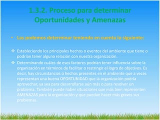 Son todos aquellos elementos internos  positivos que diferencian la organización de otras que se desenvuelvan en la misma línea de acción.1.2.2. Proceso para determinar Debilidades y FortalezasLas podemos determinar teniendo en cuenta lo siguiente:Estableciendo las fortalezas y debilidades que tenemos respecto a la disponibilidad de recursos de capital (el capital no es necesariamente un factor monetario), personal, activos, calidad del producto (nuestros principios, plan de gobierno, etc), estructura interna y de mercado, percepción de los consumidores (población a la que queremos seducir), entre otros.