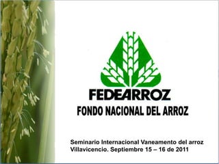 Seminario Internacional Vaneamento del arroz 
Villavicencio. Septiembre 15 – 16 de 2011 
 