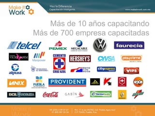 Más de 10 años capacitando
Más de 700 empresa capacitadas
 