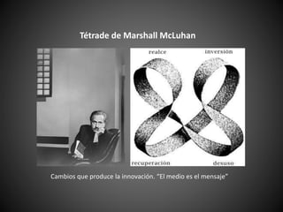Tétrade de Marshall McLuhan
Cambios que produce la innovación. “El medio es el mensaje”
 