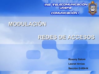 MODULACIÓN REDES DE ACCESOS Roxany Salom Leonel Arnias Sección G-004-N 