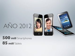 AÑO 2012	

500 mill Smartphones 	

85 mill Tablets	

	

 
