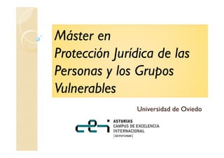 Máster en
Protección Jurídica de las
Personas y los Grupos
Vulnerables
Universidad de Oviedo
 