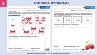3.
Situación de aplicación Centro 4 y 5, SP la Aventura del oro PREST
CENTROS DE APRENDIZAJES
 