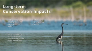- Reforestation of
private forests
and agricultural
land within
watershed
- Direct work with
local farmers
- Educate about...