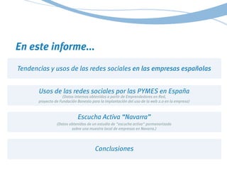 Taller Navarra: Tendencias y usos de las redes sociales en la pequeña y mediana empresa española.