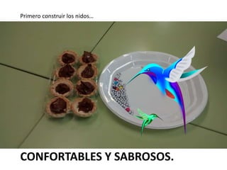 CONFORTABLES Y SABROSOS.
Primero construir los nidos…
 