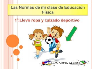 Las Normas de mi clase de Educación Física1º.Llevo ropa y calzado deportivo