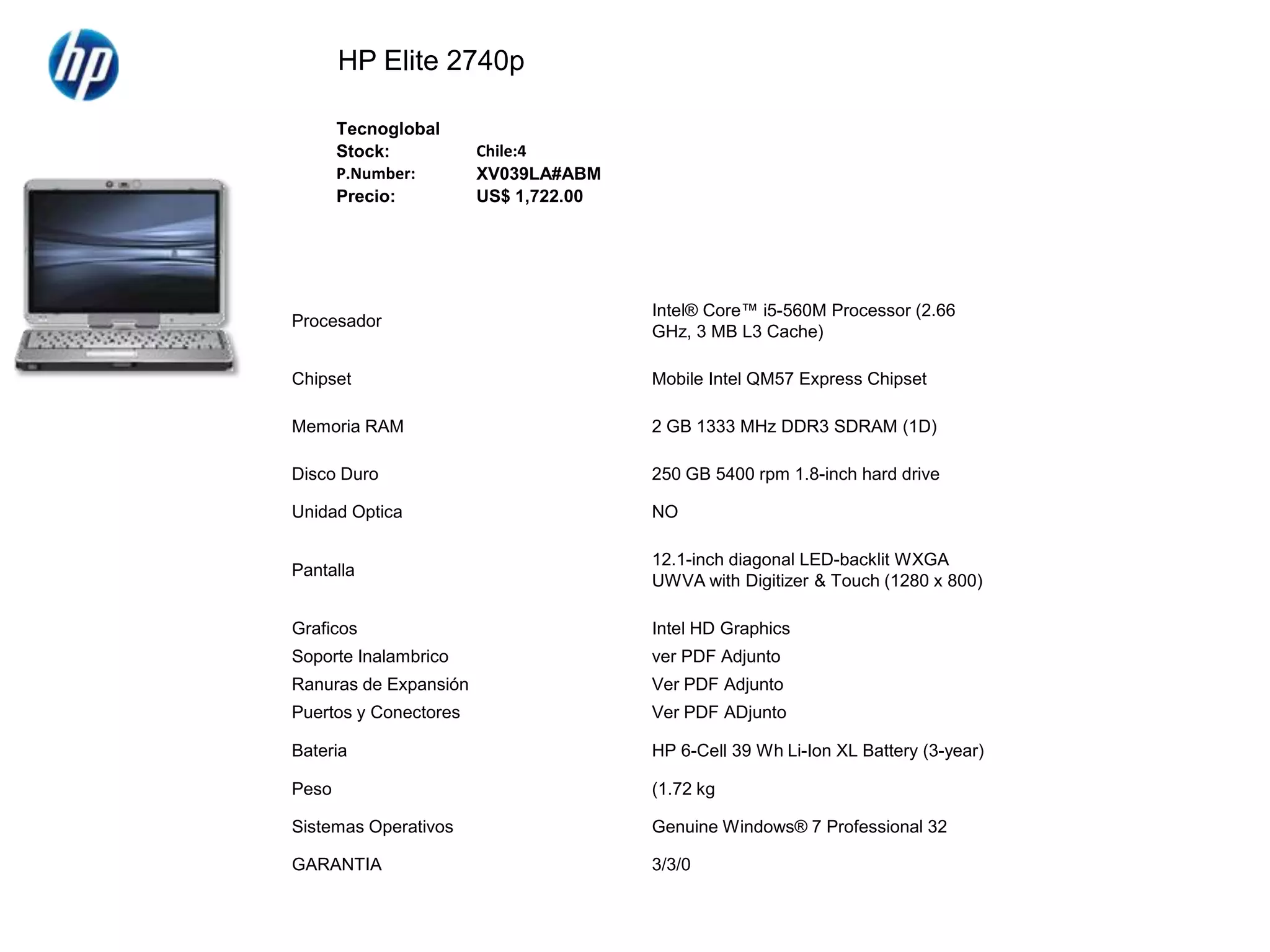 HP Elite 2740p