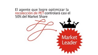 El agente que logre optimizar la
recolección de PETcontrolará casi el
50% del Market Share
Market
Leader
 