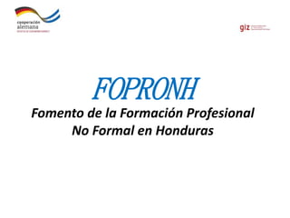 FOPRONH 
Fomento de la Formación Profesional 
No Formal en Honduras 
 