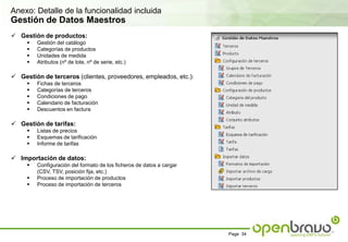Adicionalmente, puede solicitar a nuestro partner que desarrolle nuevas funcionalidades a medida para su empresa. Opcionalmente, si paquetiza estas funcionalidades en módulos comerciales, gracias al canal de distribución que Openbravo ha creado, podrá intentar vender estas funcionalidades a otras empresas del mundo que tengan sus mismas necesidades.OpenbravoQuickStartse puede ir adaptando a las necesidades de la empresa y crecer al mismo ritmo que ésta acompañándola durante toda su vida: ¡el ERP para toda la vida!