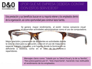 Presentación Optica D&O | D&O Optical Shop - Lentes - Lenses - Crizal - Transitions - Carl Zeiss - Teflon - Photofusion - Essilor - Antireflejante - Fotosensible - Examen Vista - Opticos - Amalia Watkins - Optica DF