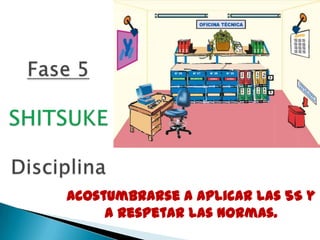 Acostumbrarse a aplicar las 5S y
a respetar las normas.