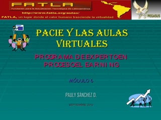 PACIE Y LAS AULAS VIRTUALES PROGRAMA DE EXPERTO EN PROCESO ELEARNING MÓDULO 6 PAULY SÁNCHEZ D. SEPTIEMBRE  2010 