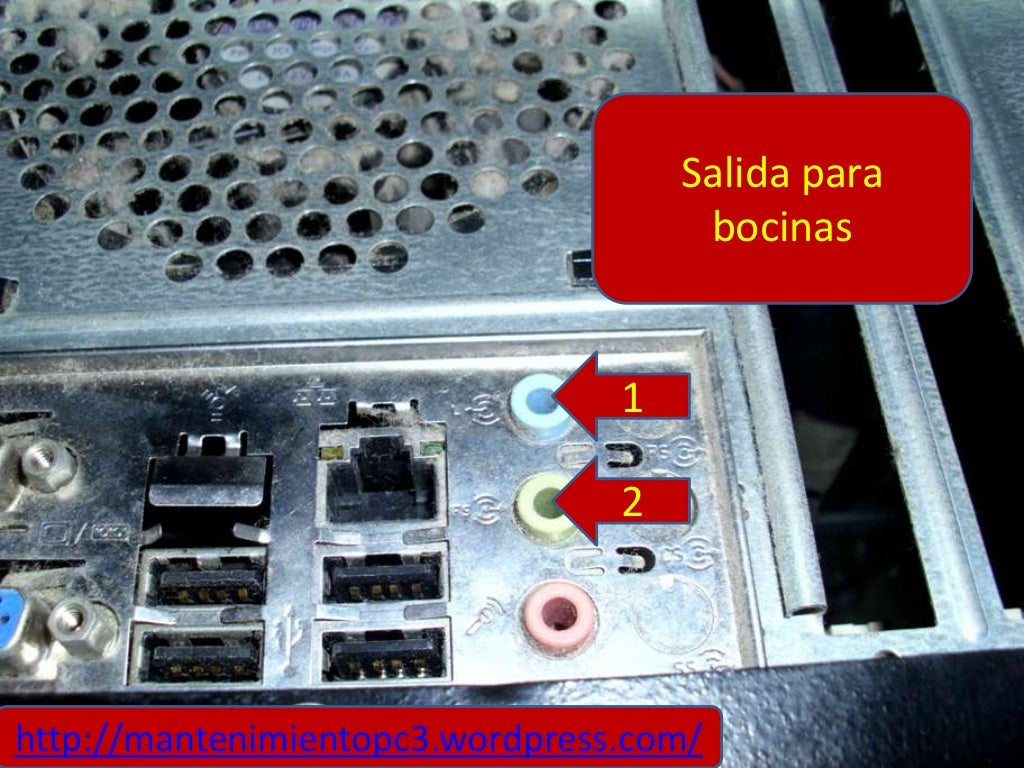 Las conexiones de la parte trasera del gabinete