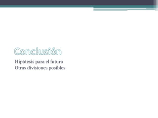 Hipótesis para el futuro
Otras divisiones posibles