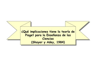 ¿Qué implicaciones tiene la teoría de Piaget para la Enseñanza de las Ciencias (Shayer y Adey, 1984) 