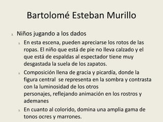 Apreciamos los primeros pasos en la consecución de la perspectiva aérea, gracias a la distribución de las figuras escalonadamente, la existencia de varios planos lumínicos y las formas imprecisas del fondo.VelázquezLa fragua de Vulcano1630Óleo sobre lienzo223 x 290 cmMadrid, Museo del Prado