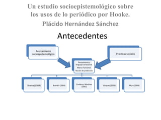 Un estudio socioepistemológico sobre los usos de lo periódico por Hooke. Plácido Hernández Sánchez Antecedentes 