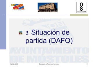 Abril de 2008 Concejalía de Recursos Humanos  3.  Situación de partida (DAFO) 