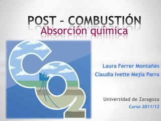 Absorción química


             Laura Ferrer Montañés
          Claudia Ivette Mejía Parra



             Universidad de Zaragoza
                       Curso 2011/12
 