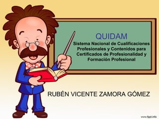 QUIDAM
Sistema Nacional de Cualificaciones
Profesionales y Contenidos para
Certificados de Profesionalidad y
Formación Profesional
RUBÉN VICENTE ZAMORA GÓMEZ
 
