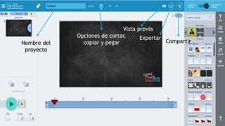 Nombre del
proyecto
Opciones de cortar,
copiar y pegar
Vista previa
Exportar
Compartir
 