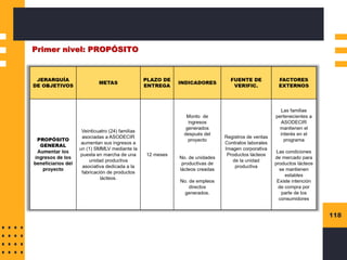 118
Primer nivel: PROPÓSITO
 