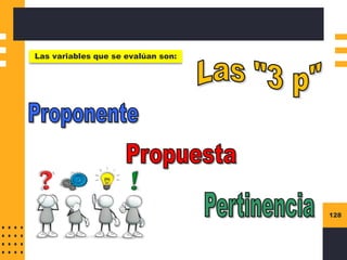 128
Las variables que se evalúan son:
 