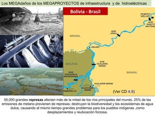 Bolivia - Brasil 50,000 grandes  represas  afectan más de la mitad de los ríos principales del mundo. 25% de las emisiones...