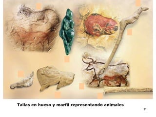 Tallas en hueso y marfil representando animales
11

 