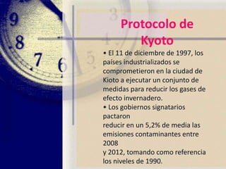 Cifras del Cambio Climático• Desaparecerán numerosas islasdel Pacífico y el Índico.• Se perderán los arrecifes decoral.• Las regiones del Sur, que poseenmenos recursos, sufrirán ciclonestropicales más intensos ypadecerán sequías másmortíferas. Aumentarán los casosde dengue y malaria.